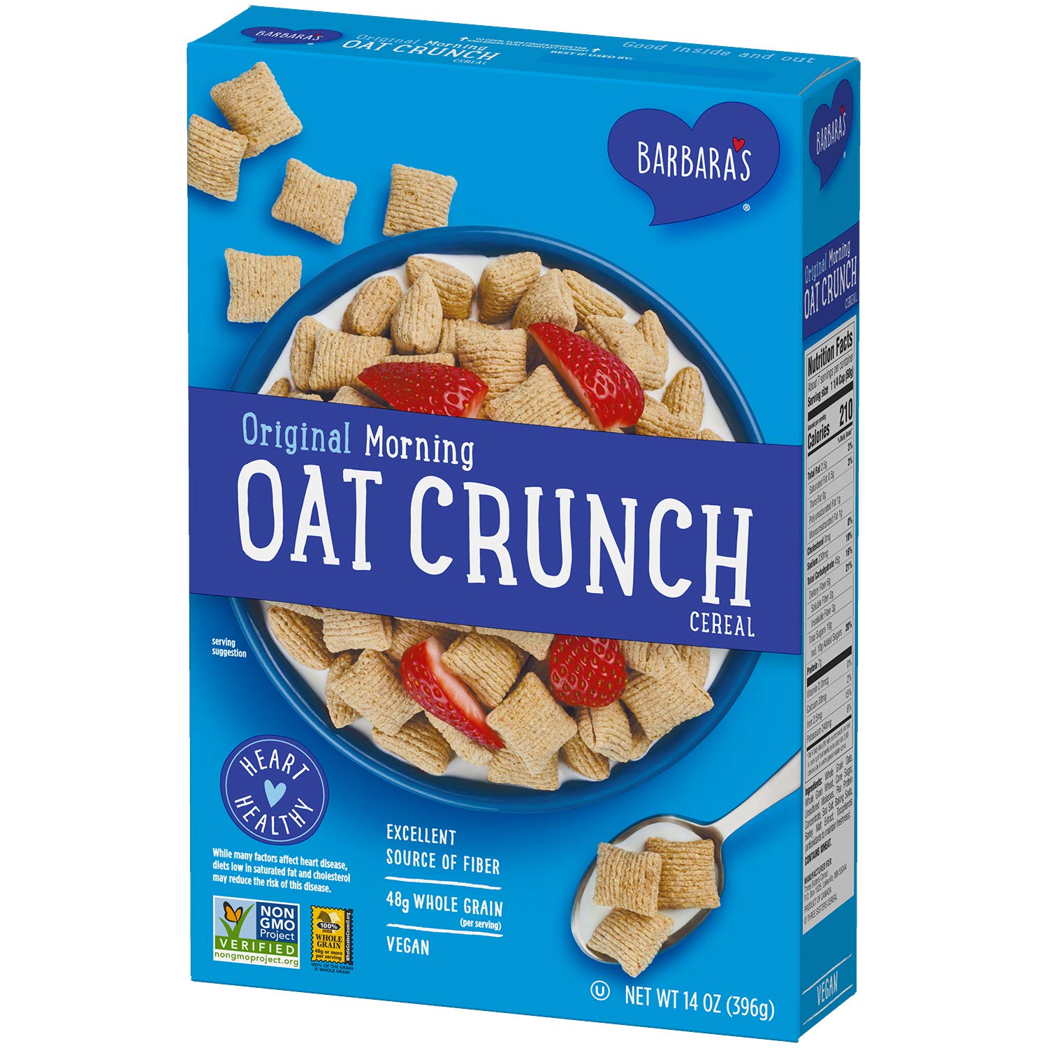 Three Sisters Barbara's Morning Oat Crunch Original Cereal, Heart Healthy, Non-GMO, 14 Oz Box