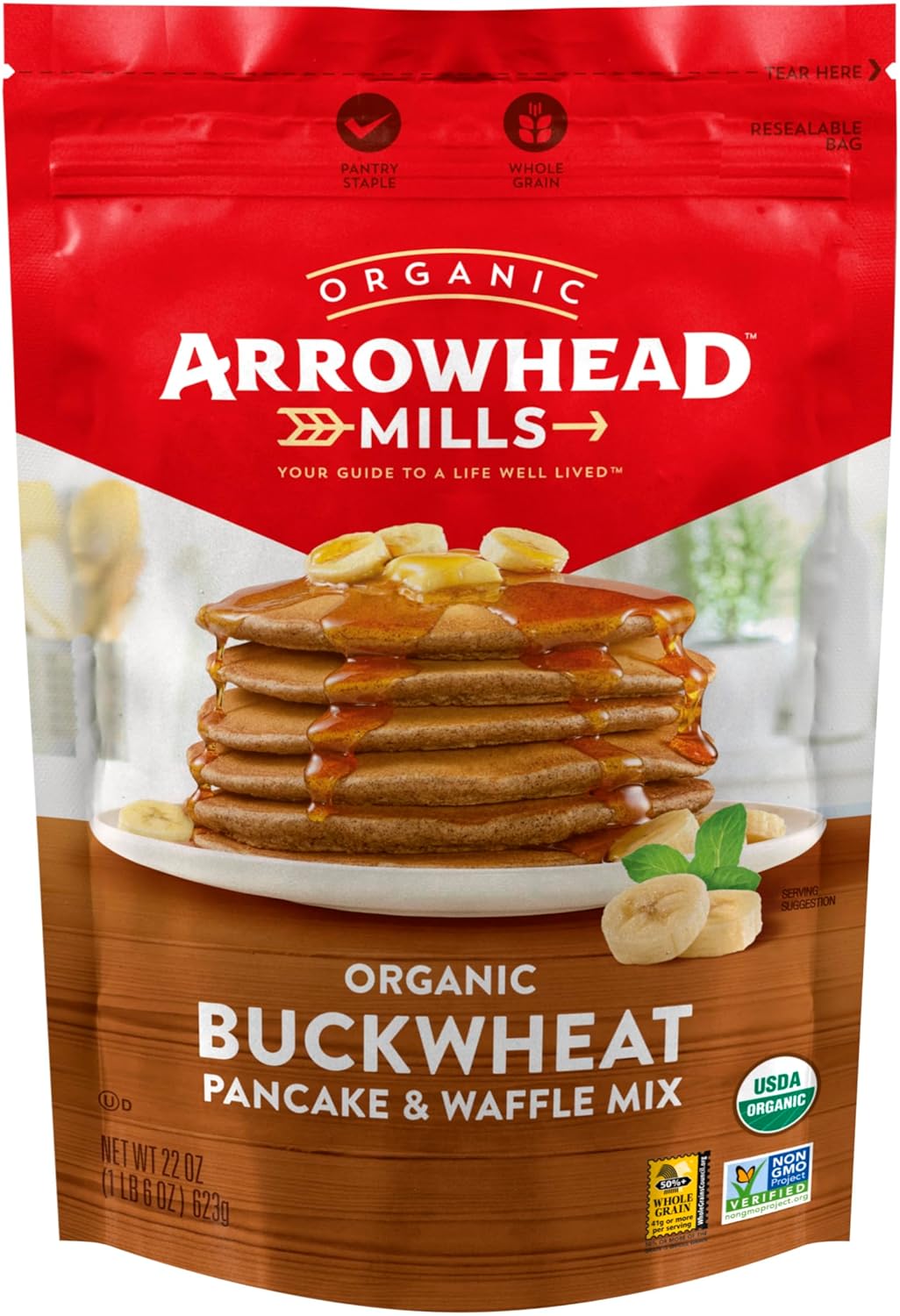 Arrowhead Mills Buckwheat Pancake & Waffle Mix, 22 oz Bag