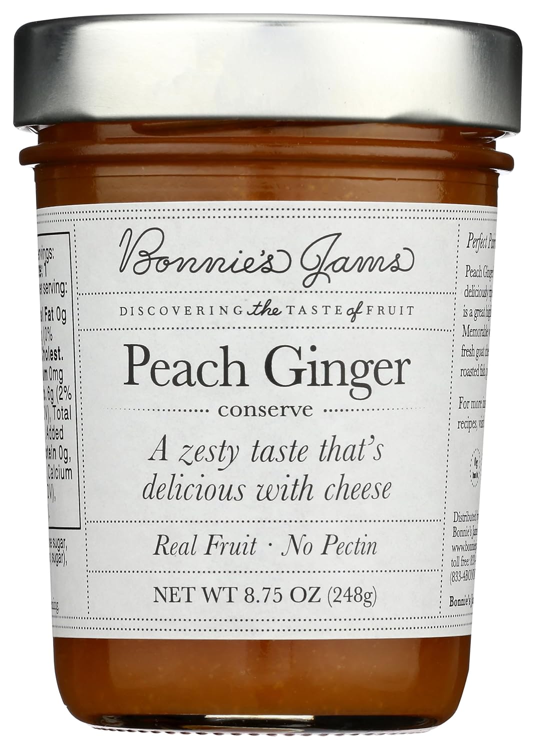 Bonnie's Jams, Peach Ginger Jam, 8.75 Ounce