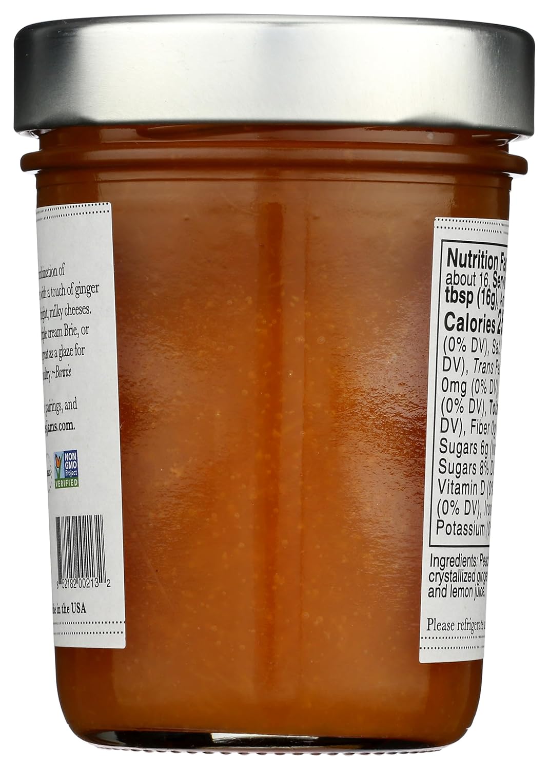 Bonnie's Jams, Peach Ginger Jam, 8.75 Ounce