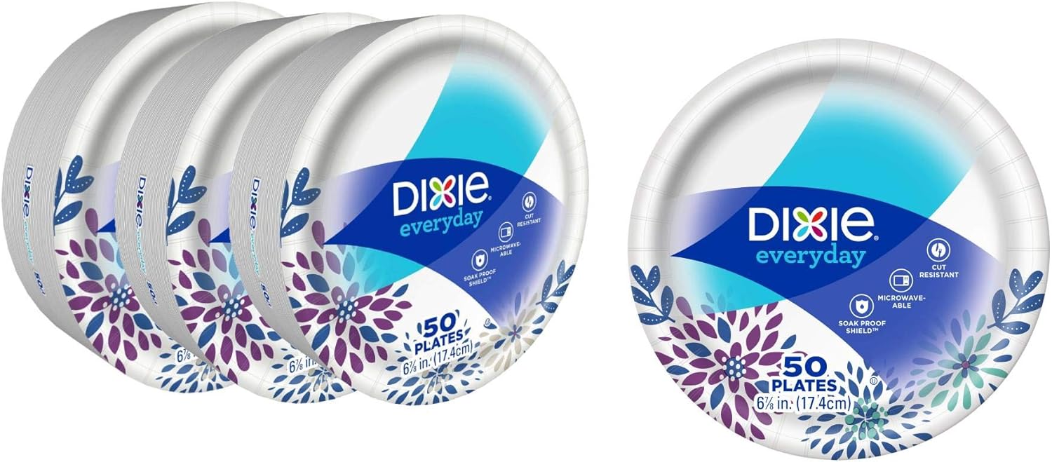 Dixie Paper Dessert Plates, 6 7/8" Inch, 50 Ct (3)