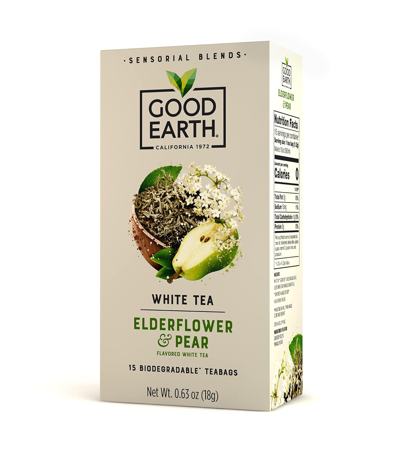 Good Earth Sensorials Elderflower & Pear White Tea 15 ct Box