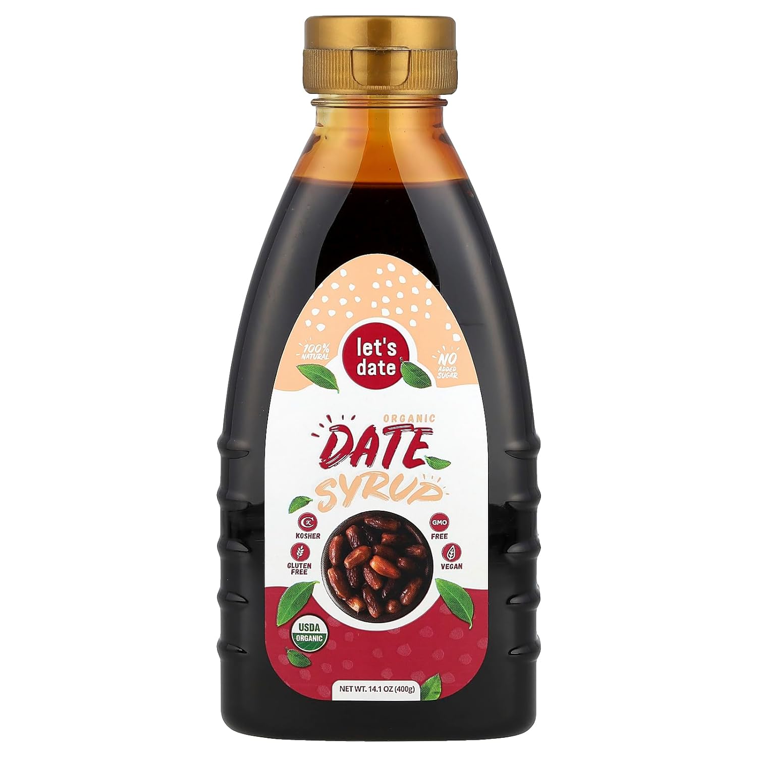 Let’s Date | Organic Date Syrup | Healthier Sugar Substitute | NO Added Sugar | Vegan | Paleo | Gluten Free | Kosher | Non- GMO | Natural Alternative Sweetener | Squeezable Bottle (14.1 oz)