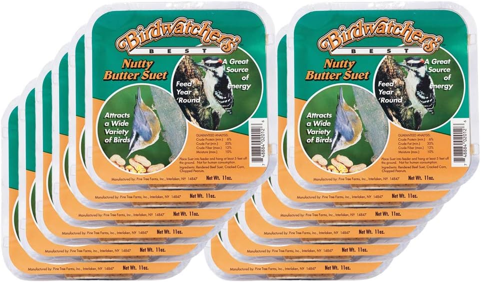 Pine Tree Farms Nutty Butter Suet, Suet Carry Case, 12 Packages, 11.75 Ounce Each, Made in USA