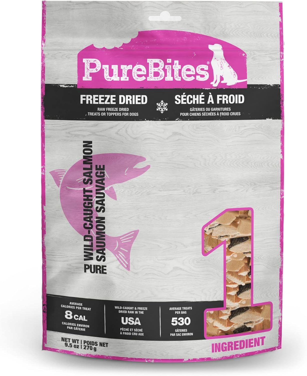 PureBites Salmon Freeze Dried Dog Treats, 9.5Oz | 270G - Super Value Size