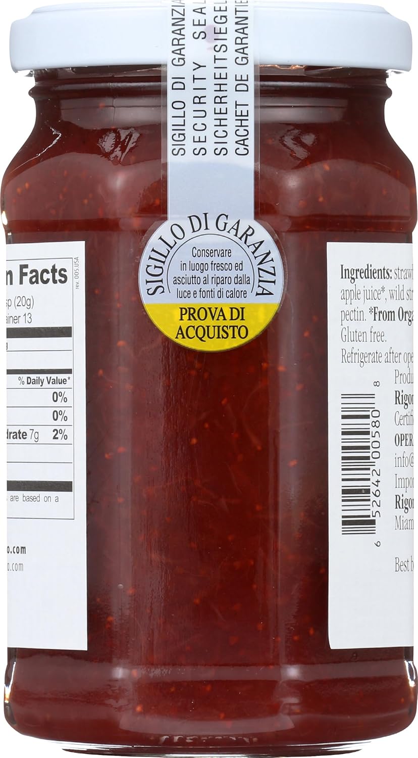 Rigoni di Asiago Fiordifrutta Organic Strawberry Fruit Spread, 8.82 Ounce (Pack of 1), Strawberry