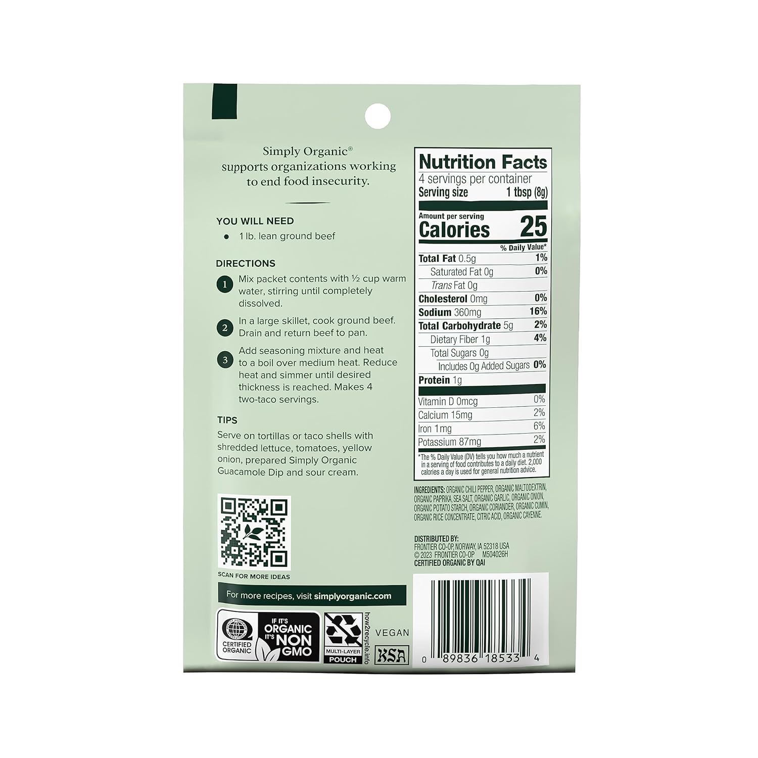 Simply Organic Southwest Taco Seasoning, 1.13 Ounce 12 Pack, Certified Organic, Kosher Seasoning for Tacos, Dips, Burritos