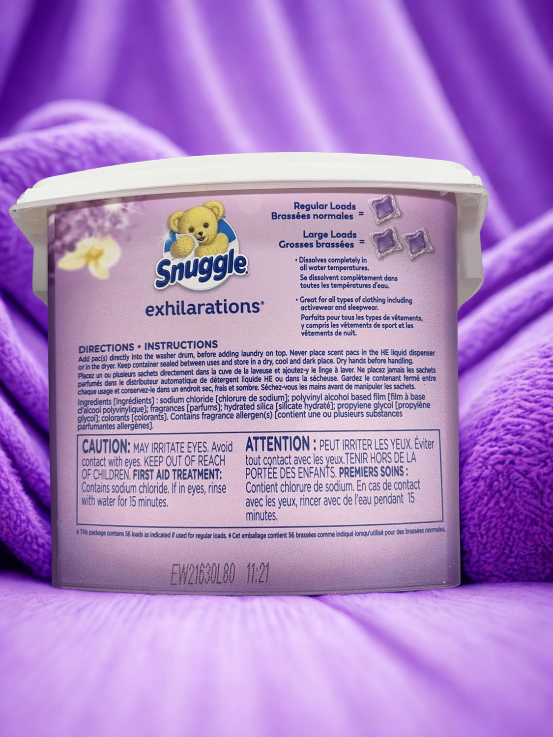 Generic Snuggle Exhilarations In Wash Laundry Scent Booster Pacs, Lavender & Vanilla Orchid, 56 Count (2)