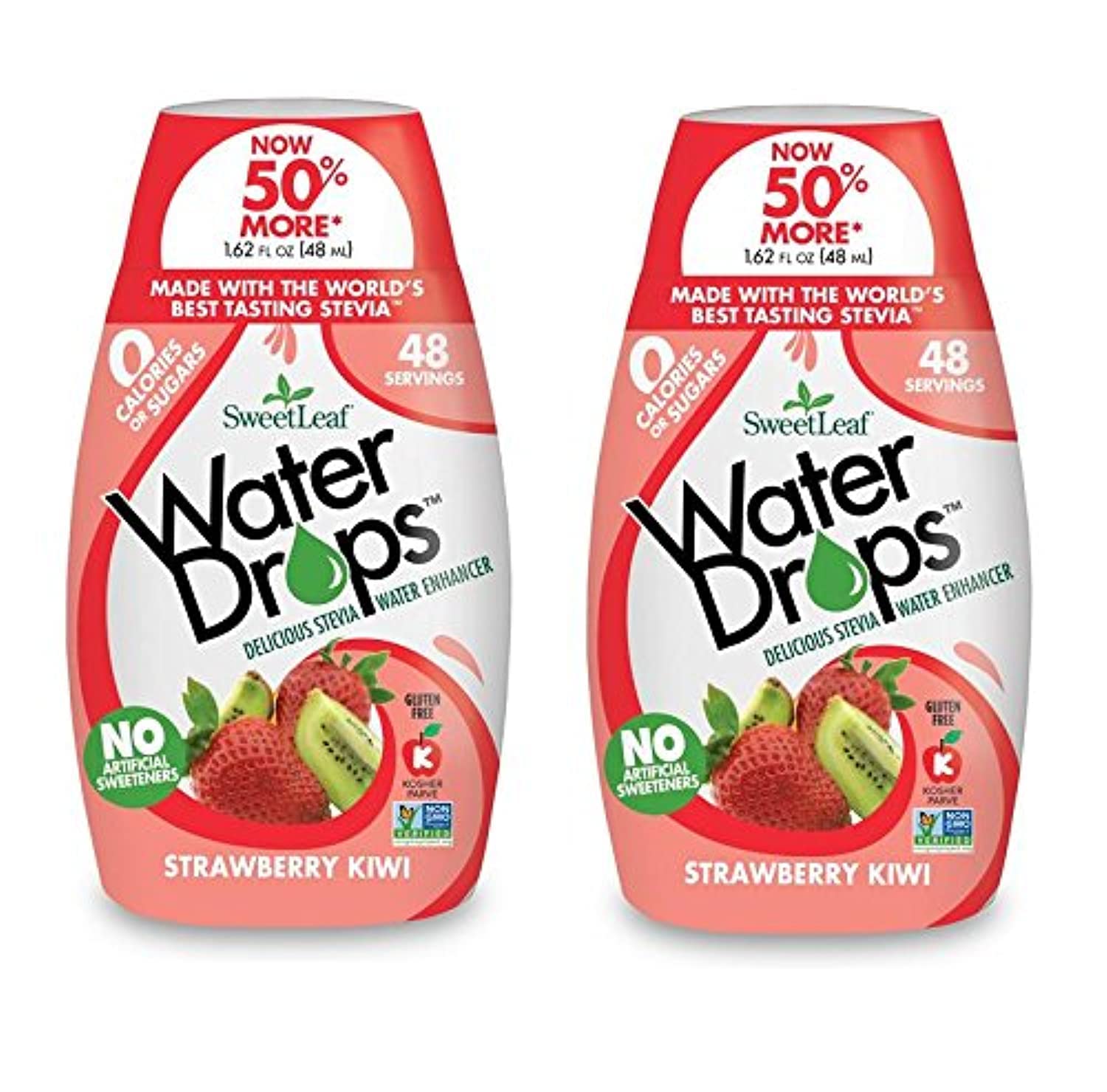SweetLeaf Water Drops - Strawberry Kiwi Water Enhancer, Sugar Free Sweet Leaf Stevia Water Flavoring Drops, 1.62 Oz Ea (Pack of 2)