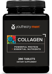 Youtheory Men's Collagen - 5,000 mg Collagen - Daily Supplement for Men - for Hair & Skin Support* - Gluten, Soy & Dairy Free - 290 Tablets