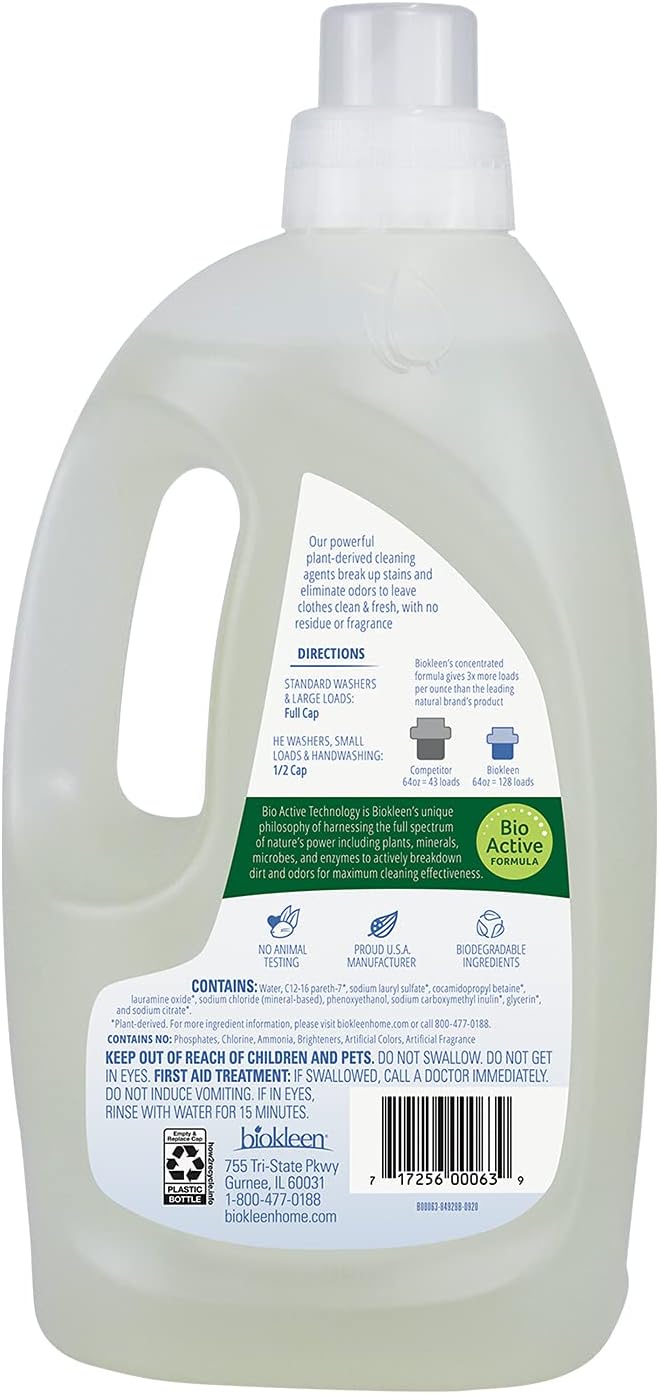 biokleen, Laundry Liquid, Free & Clear, 64 oz