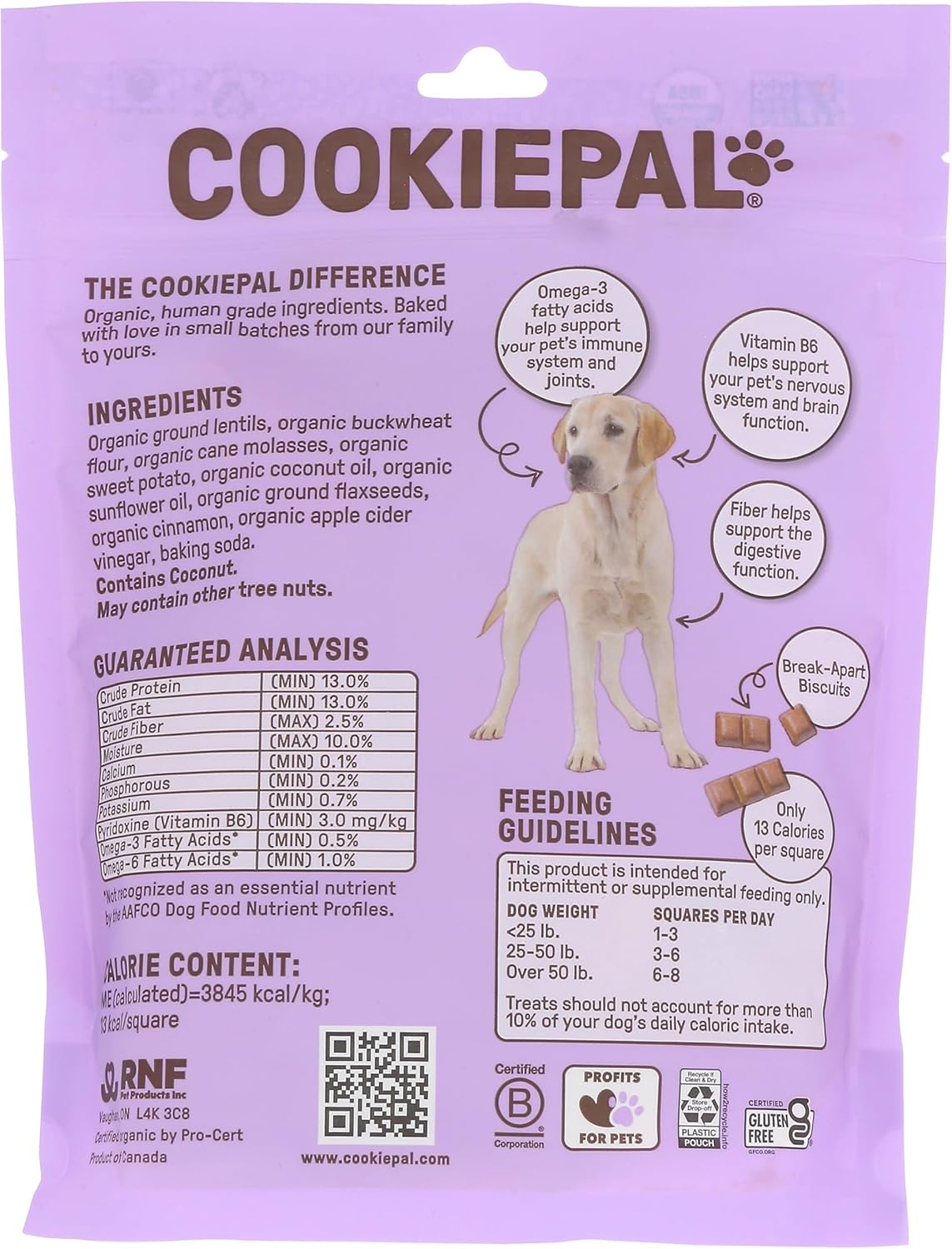 CookiePal Organic Sweet Potato Flaxseed Dog Treats, 10 OZ