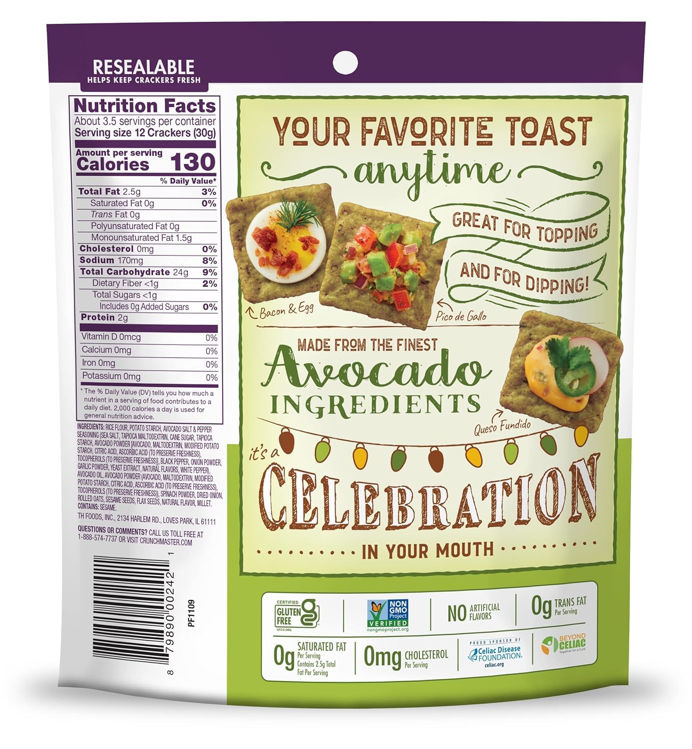 Crunch master Avocado Toast, Salt & Pepper, Crunchy Baked Rice Crackers (Pack of 2)- 3.54oz each